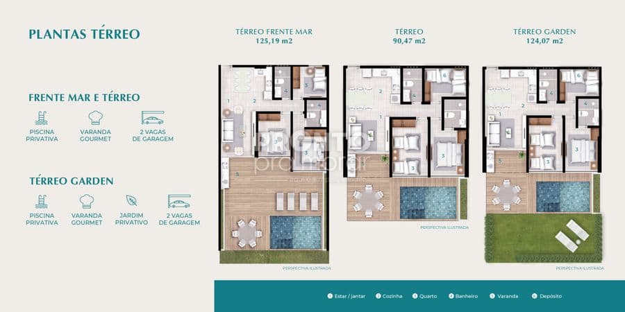 imagem de apartamento Bairro de Muro Alto Ipojuca PE, com 124,07 m².
