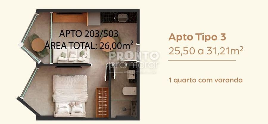 imagem de apartamento Bairro de Barra Grande Maragogi AL, com 26,00 m².