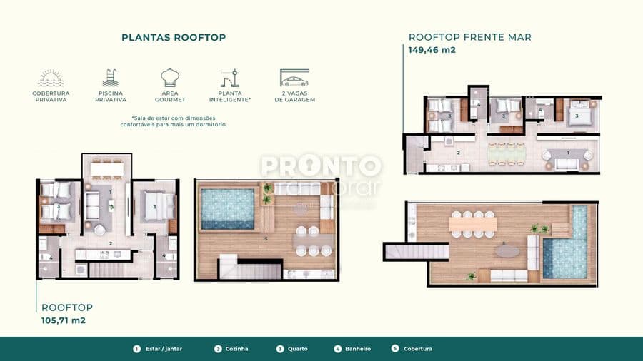 imagem de apartamento Bairro de Muro Alto Ipojuca PE, com 105,71 m².